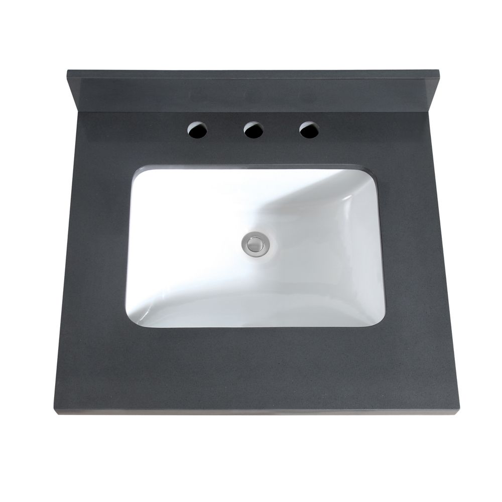 rectangular undermount vanity quartz sink gray inch