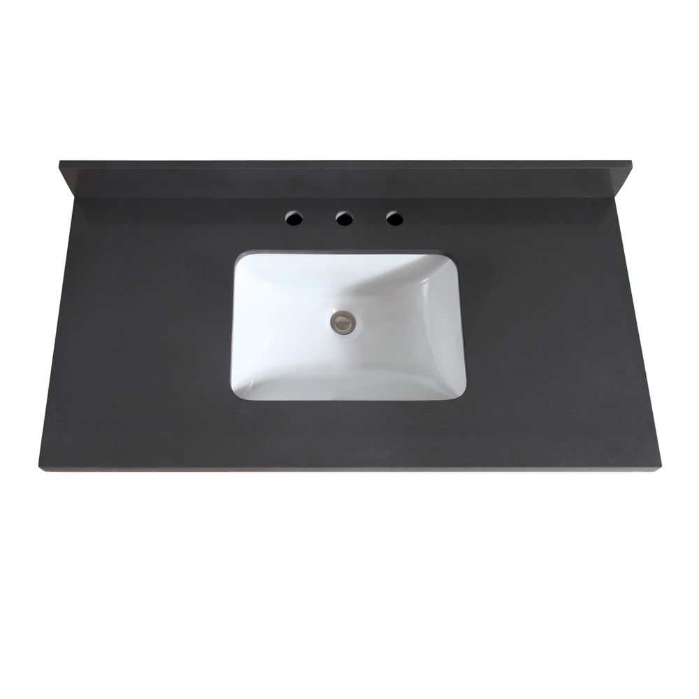 Avanity 43 inch Gray Quartz Vanity Top with Rectangular Undermount Sink