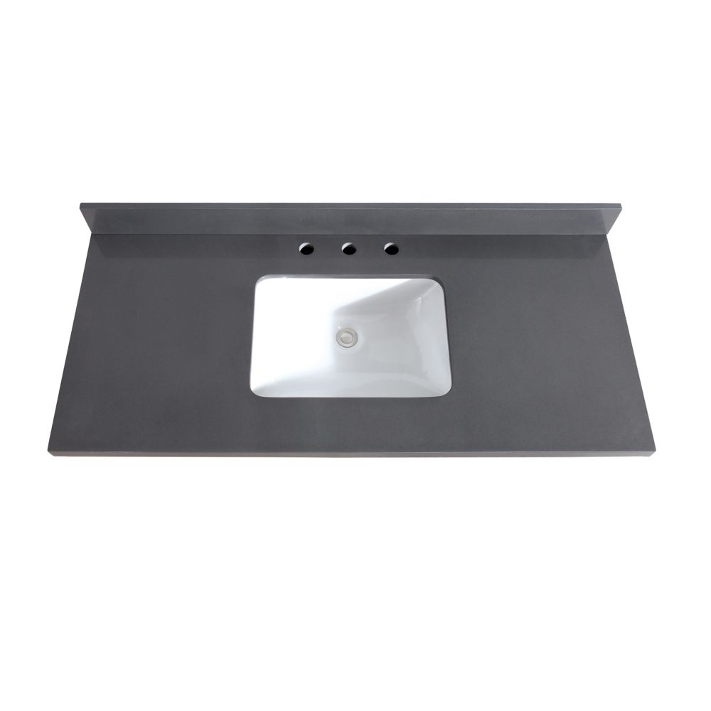 Avanity 49 inch Gray Quartz Vanity Top with Rectangular Undermount Sink
