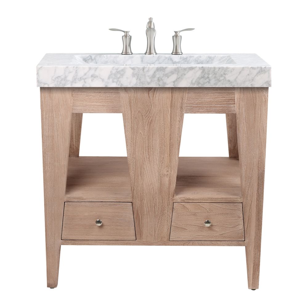 Avanity Jameston 33 inch Vanity in Rustic Teak with Carrara Marble Top ...