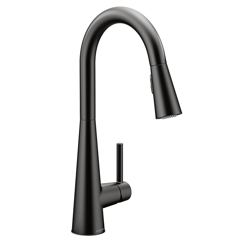 Sleek Matte Black One Handle High Arc Pulldown Kitchen Faucet