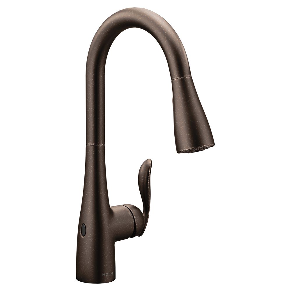 Moen Arbor Oil Rubbed Bronze One Handle High Arc Pulldown Kitchen Faucet The Home Depot Canada 6797