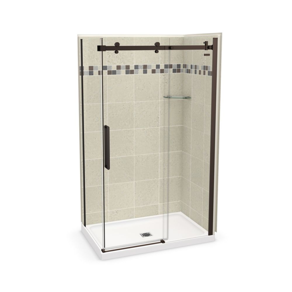 MAAX Utile 32Inch x 48Inch Corner Shower Stall in Metro Ash Grey