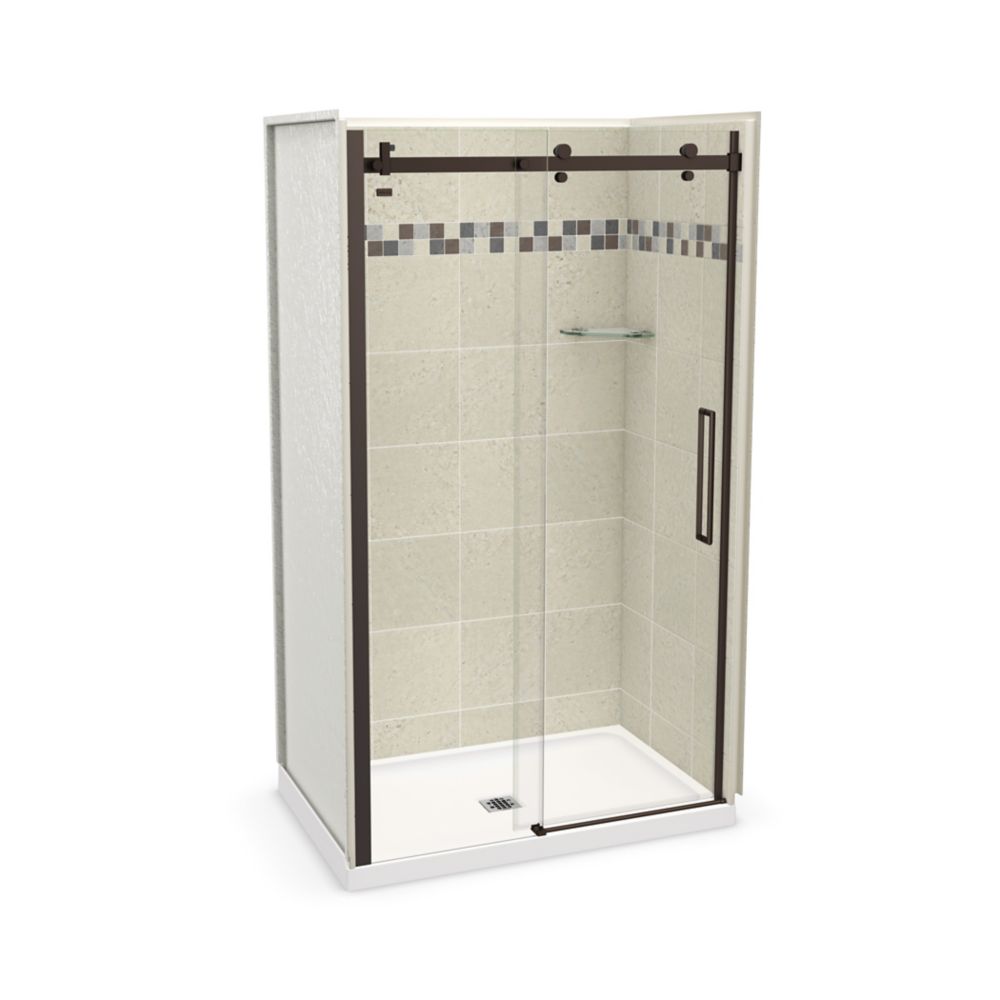 MAAX Utile 48 inch x 32 inch Stone Sahara Alcove Shower Kit with Dark