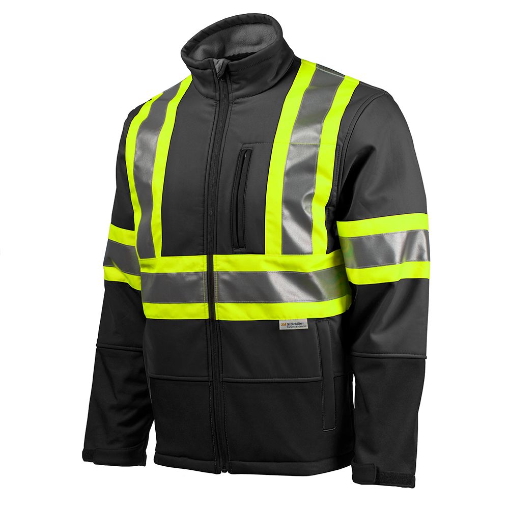 Terra Hi-Vis Softshell Jacket with YKK Zipper (Black) SZ XL | The Home ...