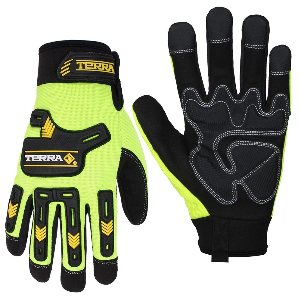 Terra HiVis Mechanics Gloves with Synthetic Leather SZ XL The Home