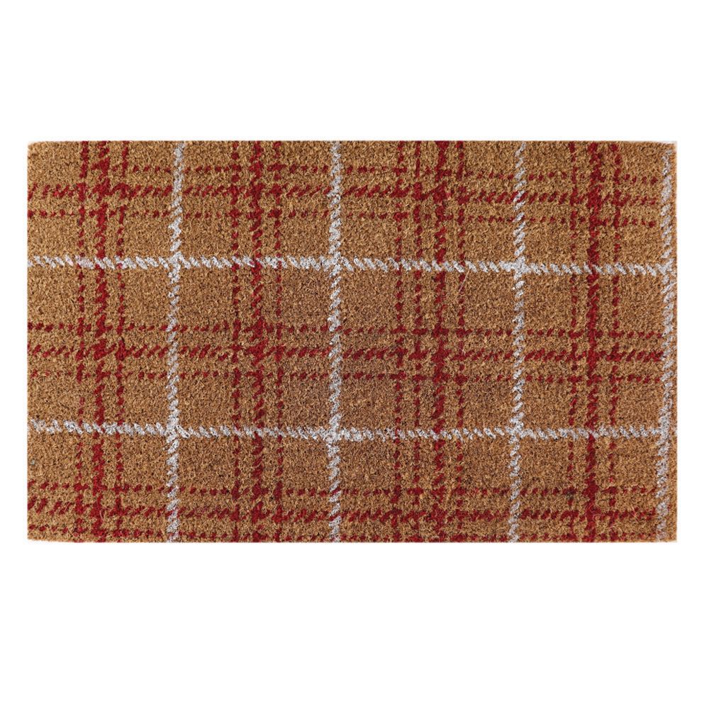 Tartan 18-inch X 30-inch Red Coir Door Mat
