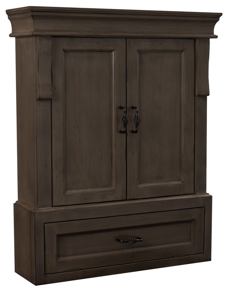 Home Decorators Collection Cabinets Naples 26 in. W x 32 in. H Wall Cabinet in Distressed Grey NADGO2633