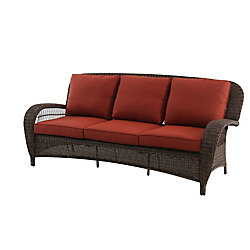 Beacon Park Wicker Outdoor Sofa with Orange Cushions