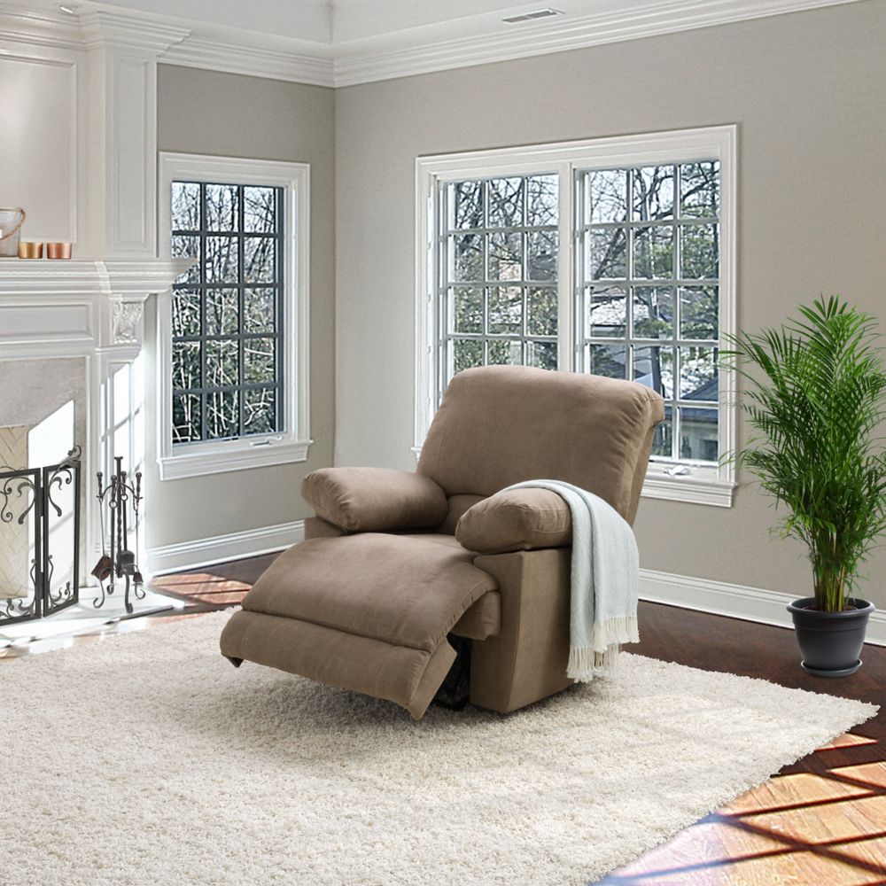 Chairs Recliners The Home Depot Canada Corliving Lea Brown Chenille Fabric Recliner