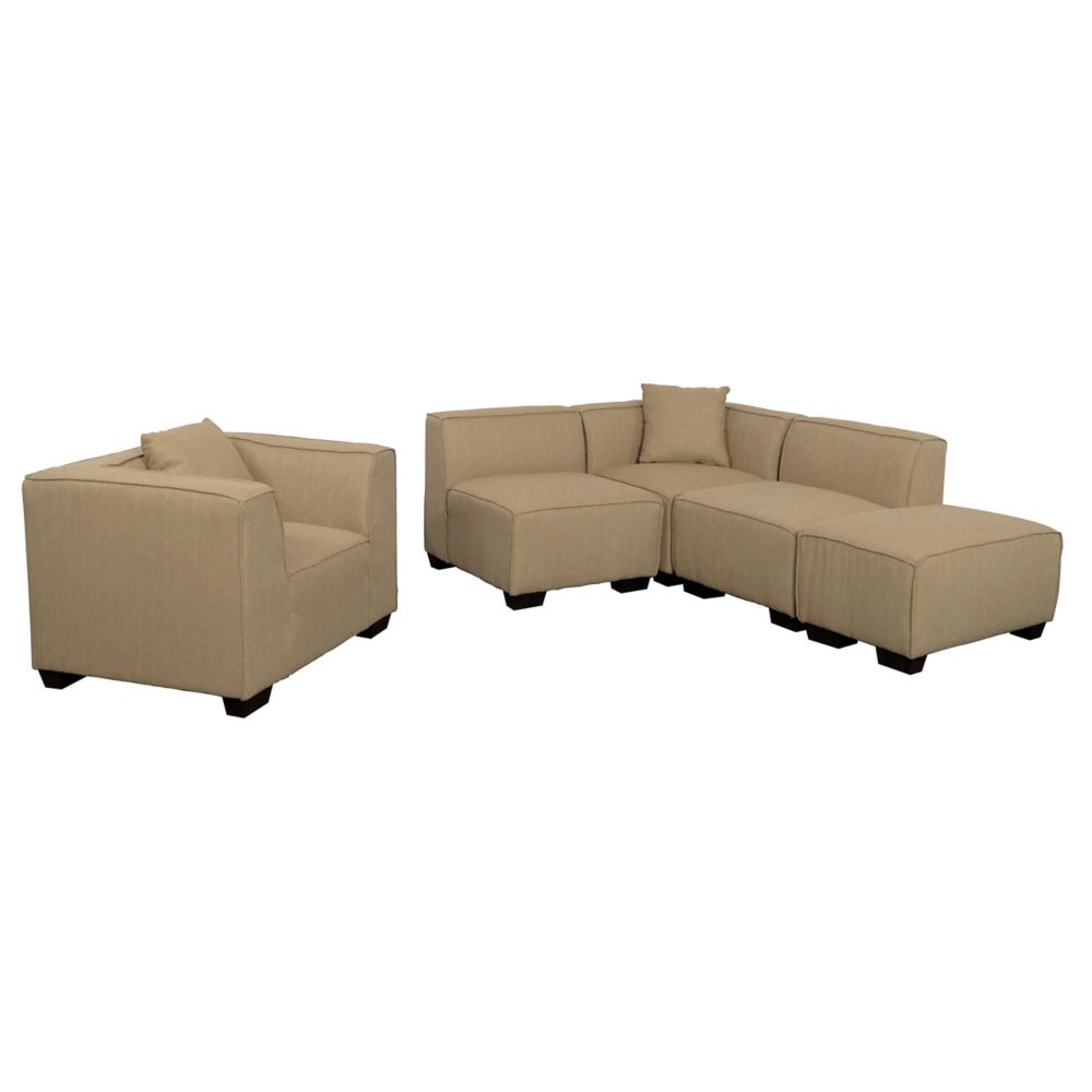 Sofas Sectionals The Home Depot Canada Corliving Lida 5 Piece Beige Fabric Sectional Chaise And