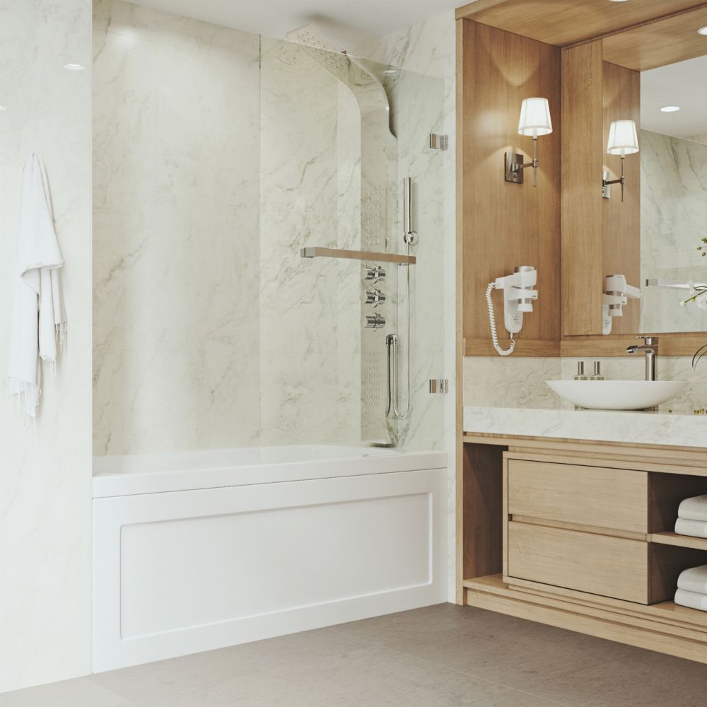 Vigo Rialto 34 Inch X 58 Inch Bathtub Door With 3125 Inch Clear
