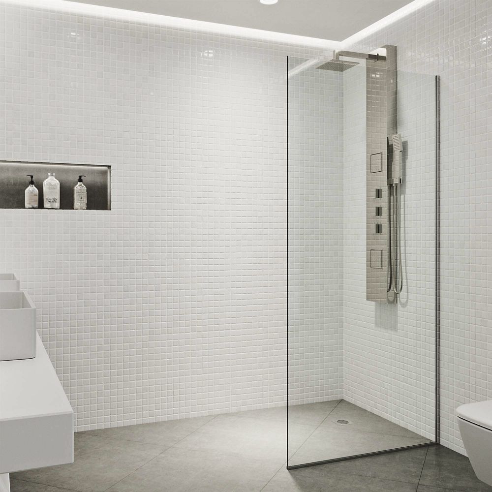 Vigo Zenith 34X74 Frameless Fixed Glass Panel Shower Screen In