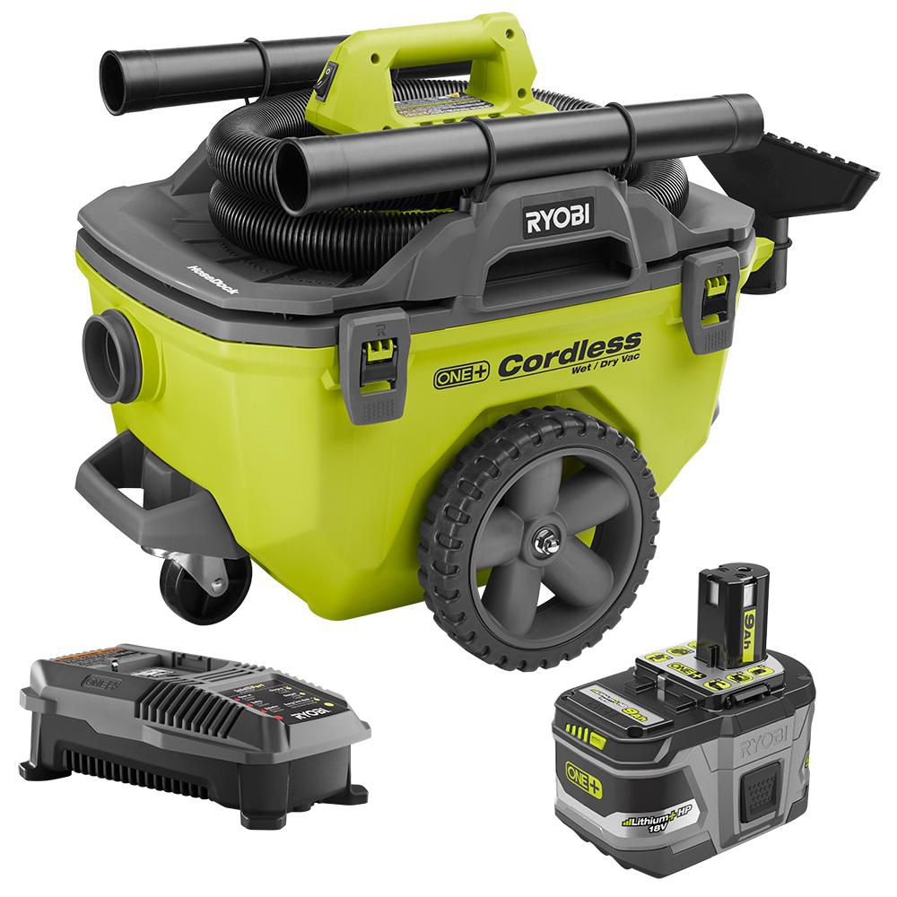 Ryobi 18v One Lithium Ion Cordless 6 Gal Wetdry Vacuum Kit With 1 90 Ah Battery And 4220