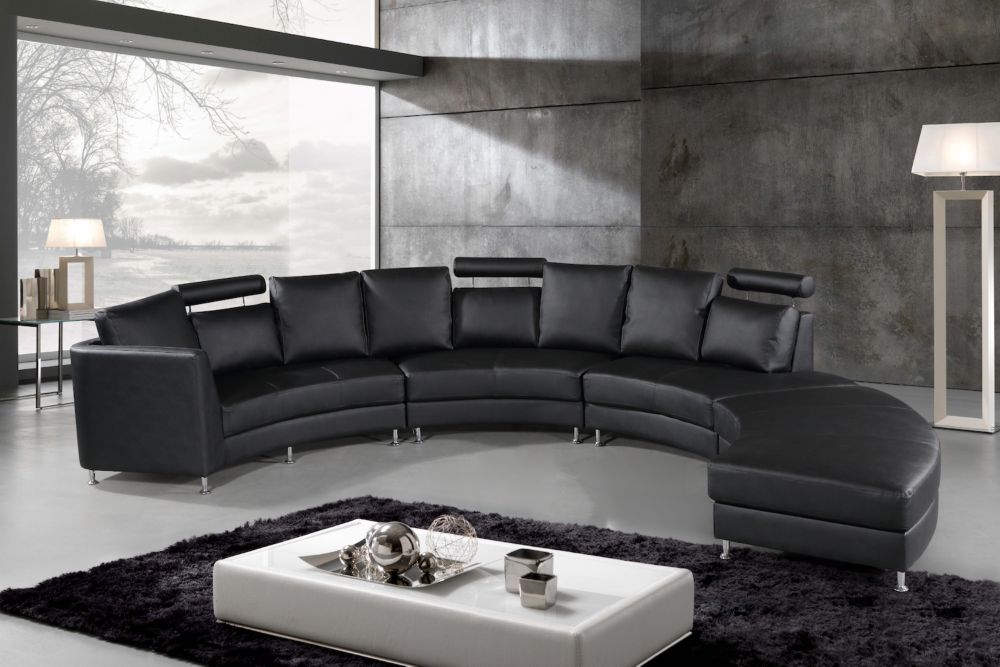 circular leather sectional sofa with cup holders
