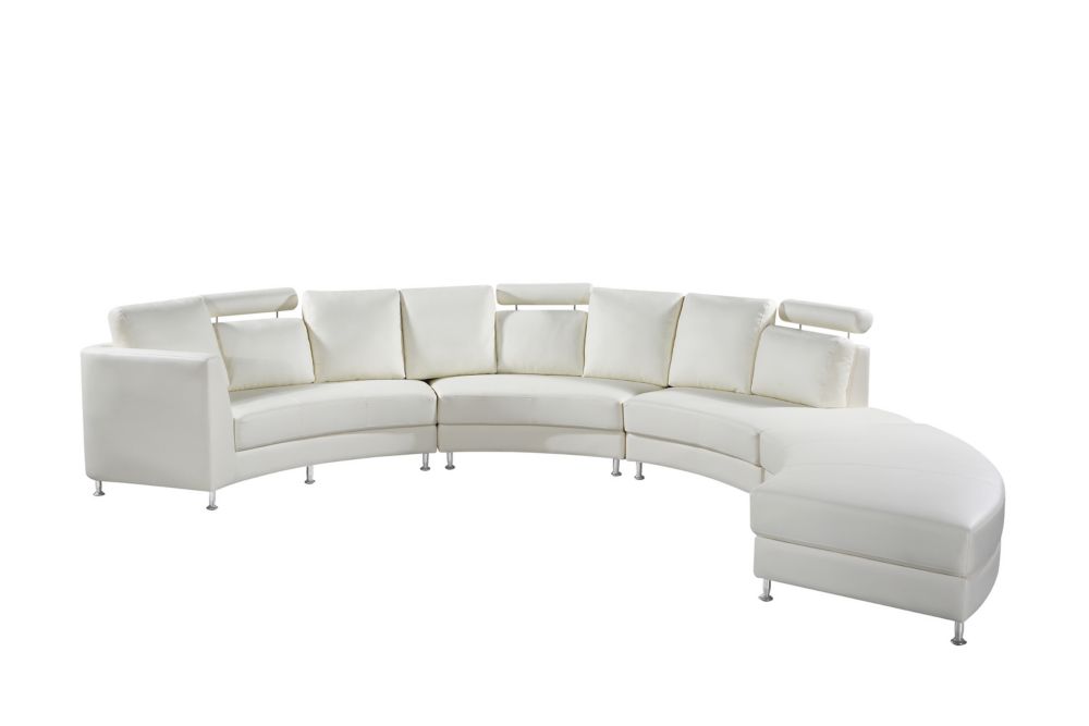 Velago Rossini Modern Cream Genuine Leather Circular Sectional Sofa