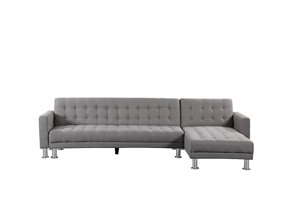 Attalens Convertible Light Grey Polyester Fabric Sleeper Sofa
