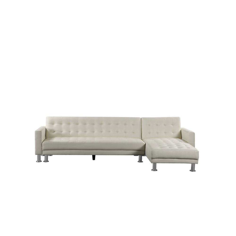 cream faux leather sleeper sofa