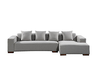 Velago Lyon Contemporary Fabric Sectional Sofa In Ligh Grey L Drag Image To Explore