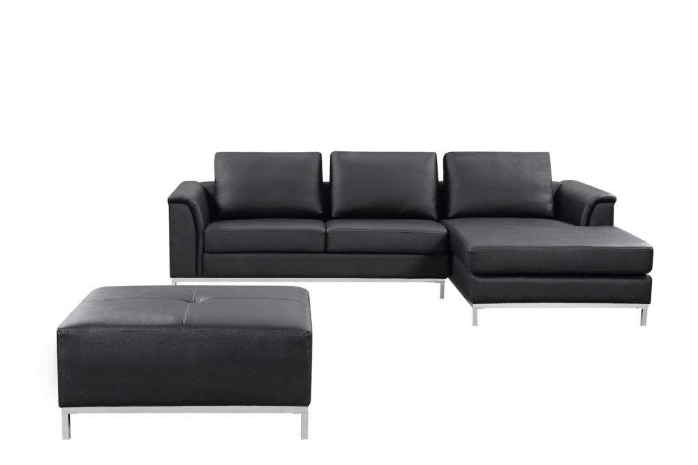 Velago OLLON Sofa sectionnel cuir noir droit Home Depot Canada