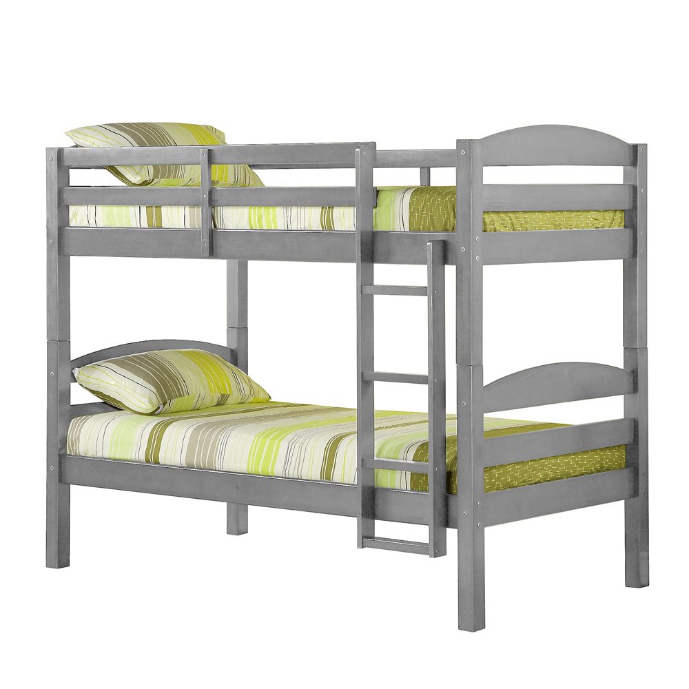 Walker Edison Solid Wood Twin Over Bunk Bed Grey The Home Solid Wood Twin Over Bunk Bed Grey Photo Of