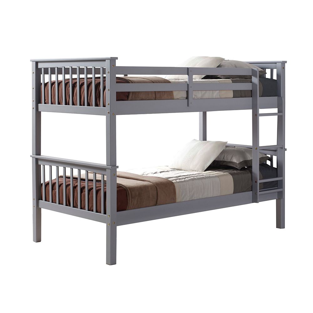 Twin over Twin Solid Wood Mission Design Bunk Bed - Grey