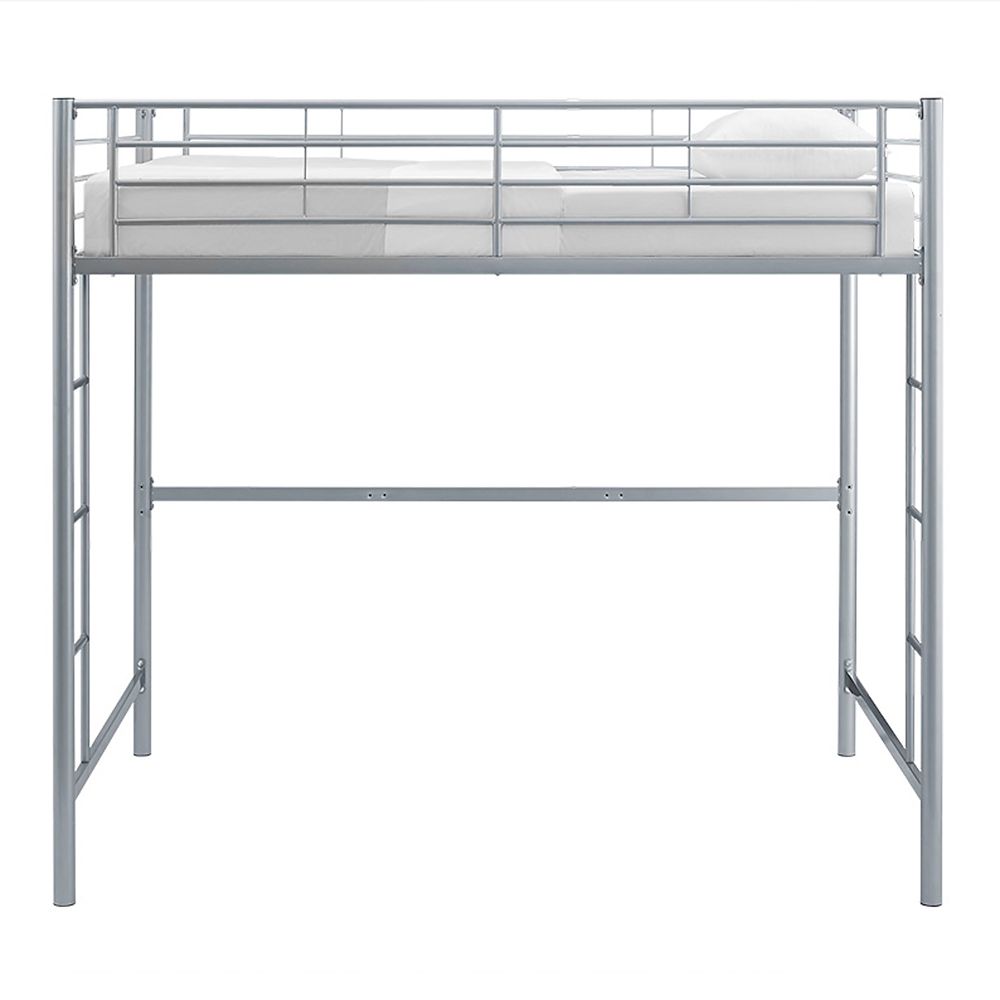 Walker Edison Premium Metal Full Size Loft Bed - Silver | The Home ...