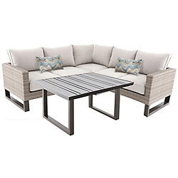 Park Heights Steel Wicker 4-Piece Sectional Set - Beige