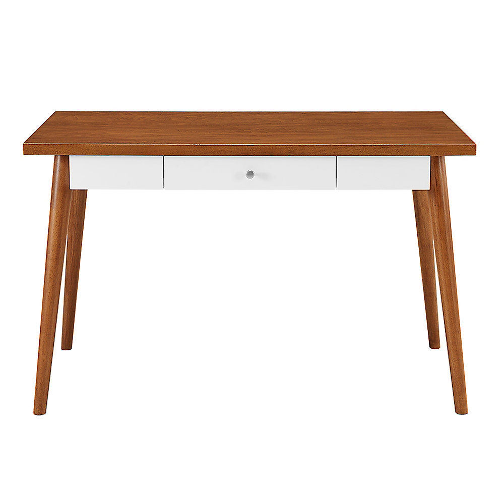 Mid Century Modern Wood Computer Desk Acorn White