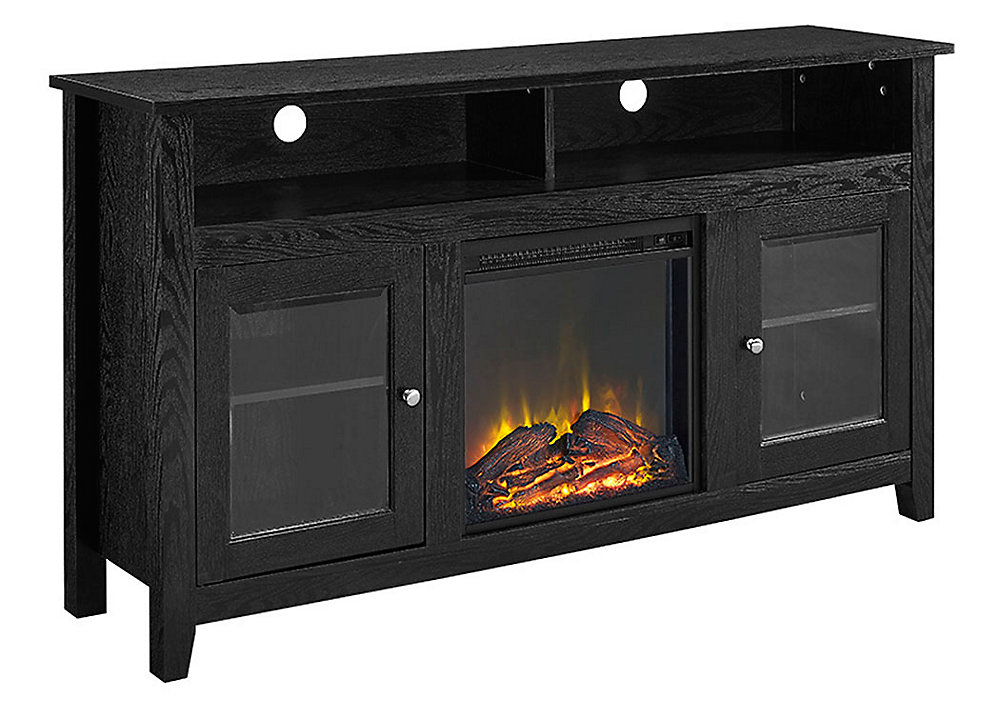 Tall Rustic Fireplace Tv Stand For S Up To 64 Inch Black