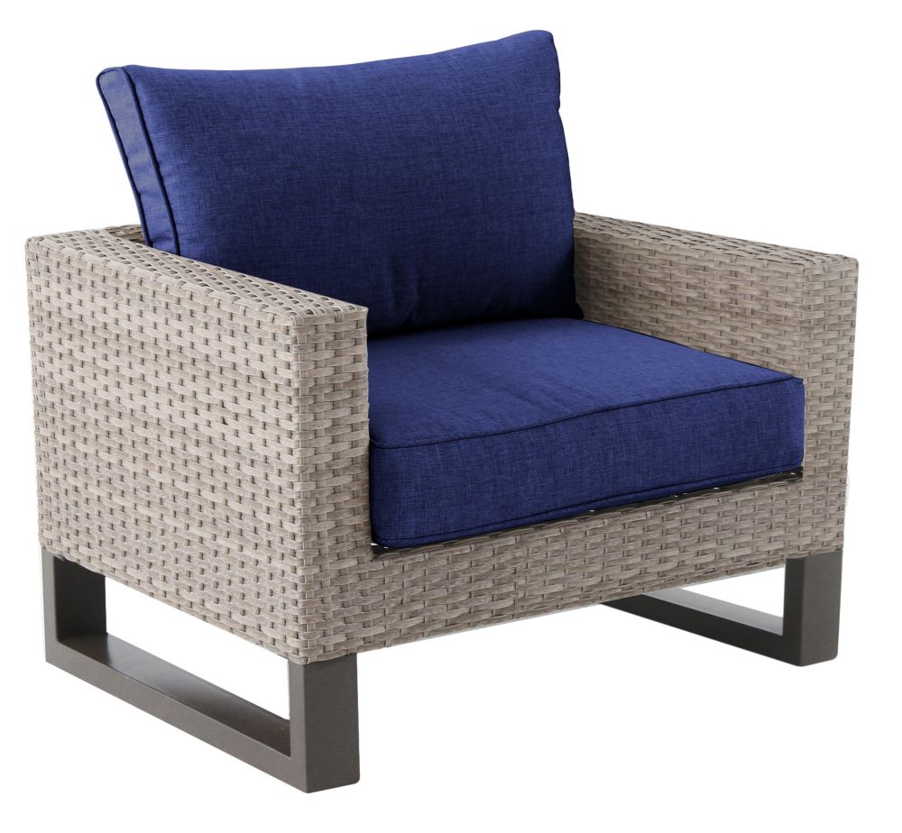Hampton Bay Park Heights AllWeather Wicker Patio Club Chair with Navy