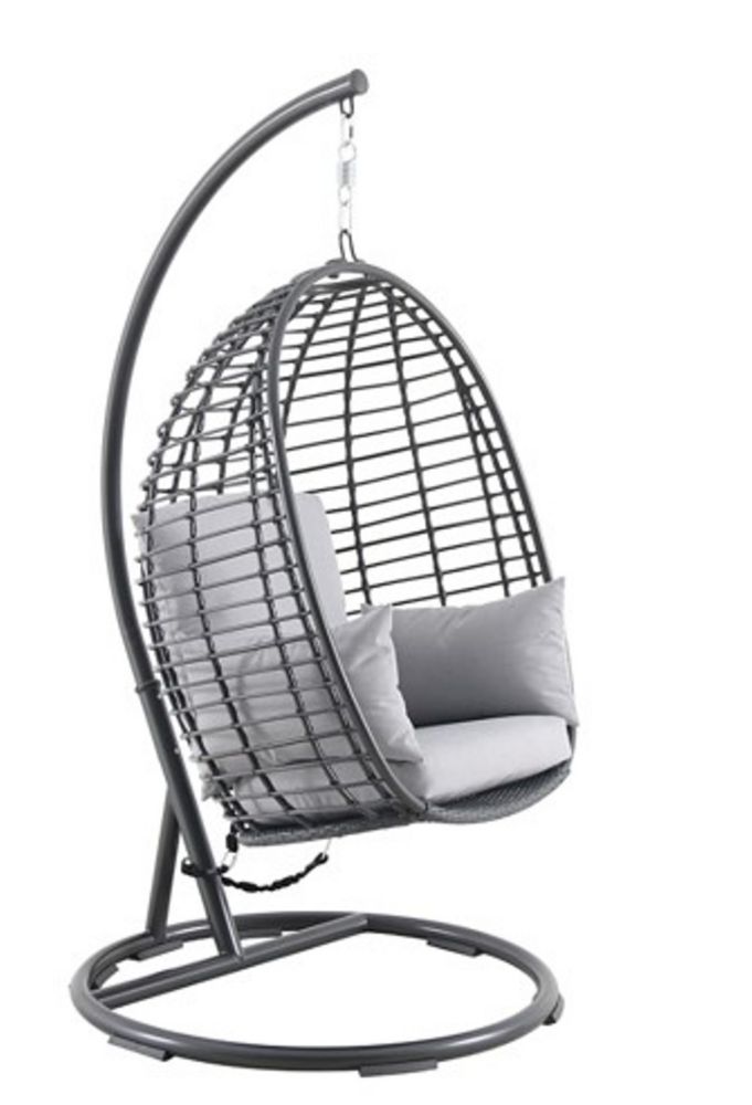 Woven Egg Swing With Seat Back And Armrest Cushion