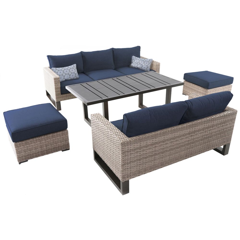 Hampton Bay Park Heights 5Piece Wicker Outdoor Patio Deep Seating Set