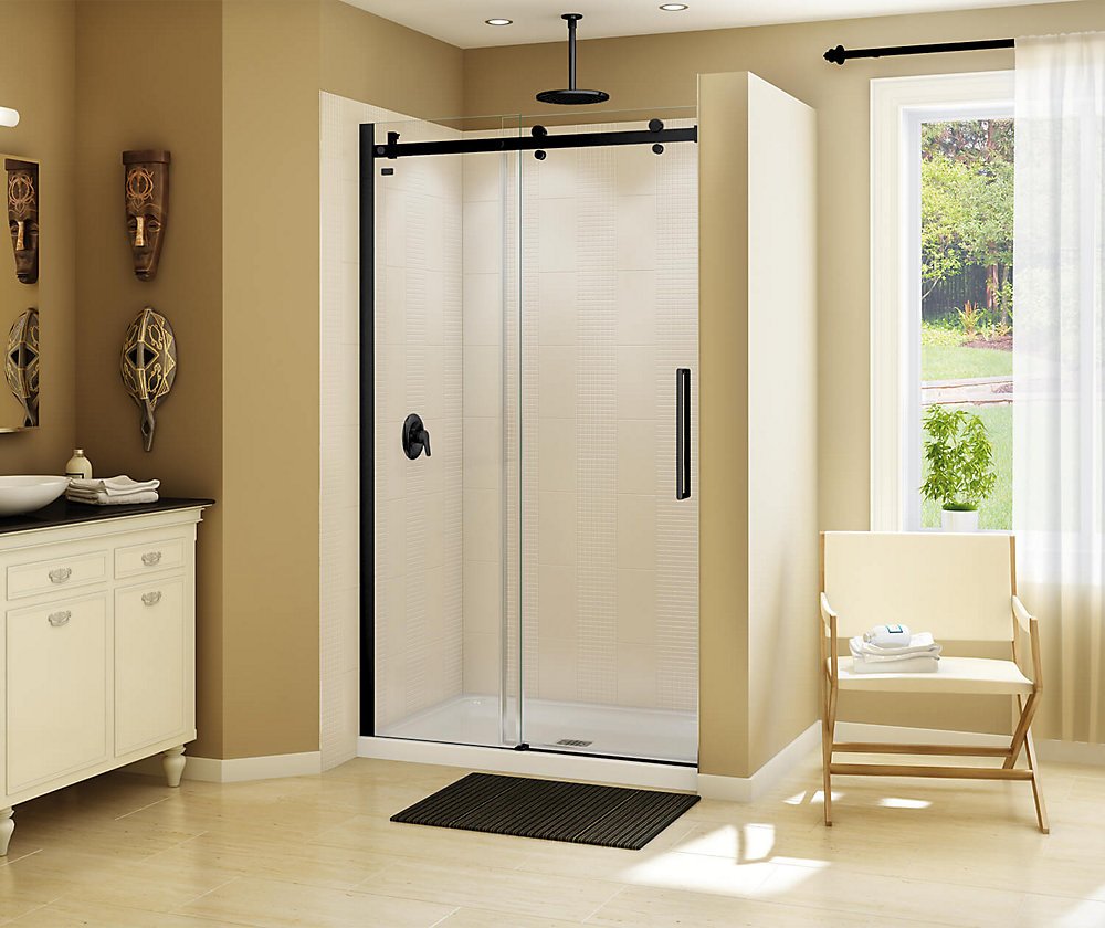 Halo 44 1 2 47 Inch X 78 3 4 Sliding Shower Door In Matte Black