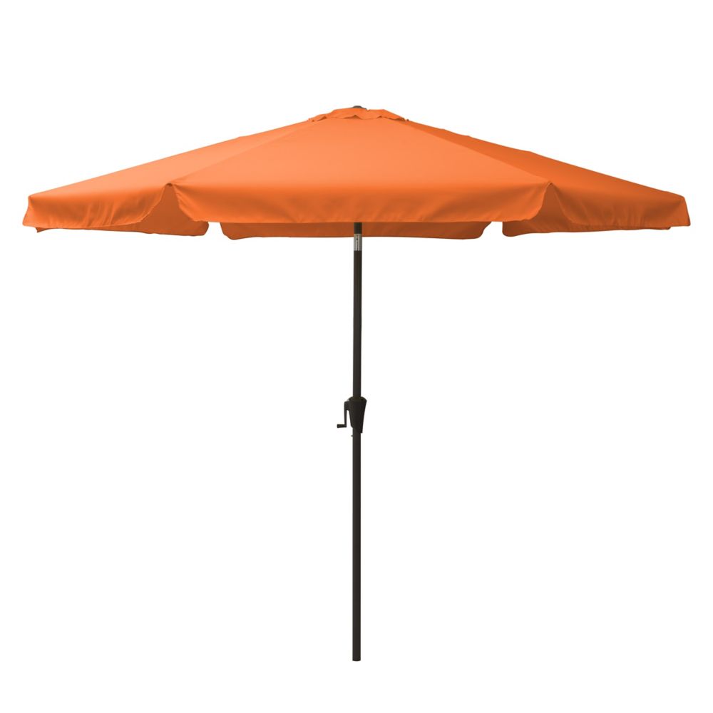 Corliving 10 Ft Round Tilting Orange Patio Umbrella Round Tilting Orange Patio Umbrella