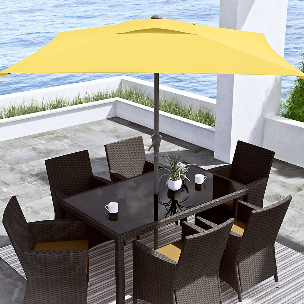 Corliving 9 ft. Square Tilting Yellow Patio Umbrella | The Home Depot