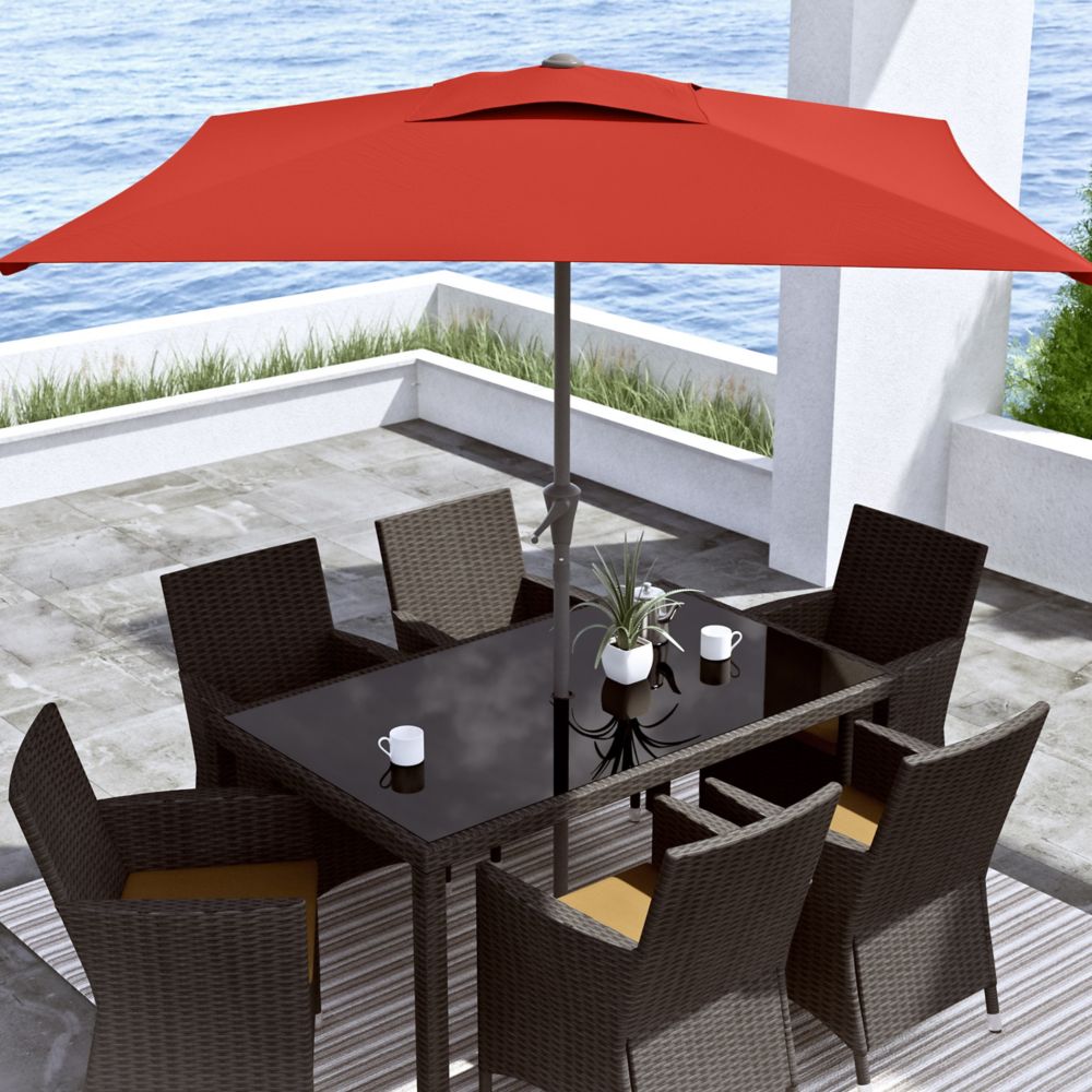 Parasol De Patio Carré Et Inclinable Rouge Pourpre De 9 Pieds