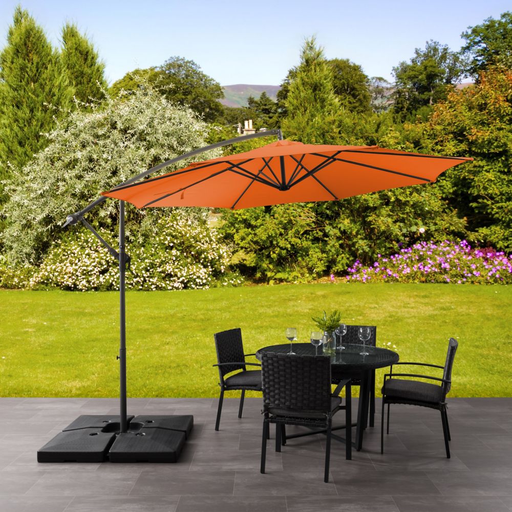 9.5 ft. UV Resistant Offset Orange Patio Umbrella