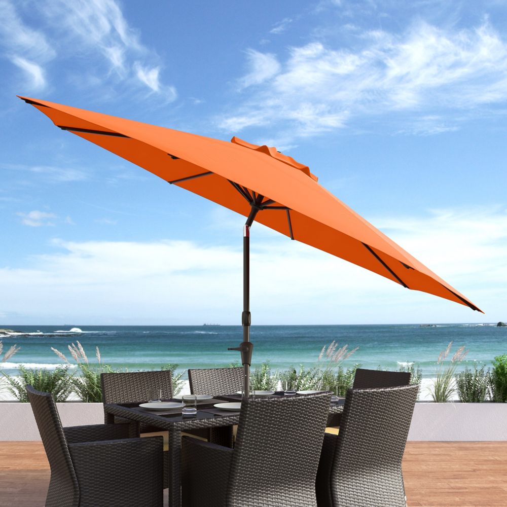 Corliving 10 ft. UV and Wind Resistant Tilting Orange Patio Umbrella