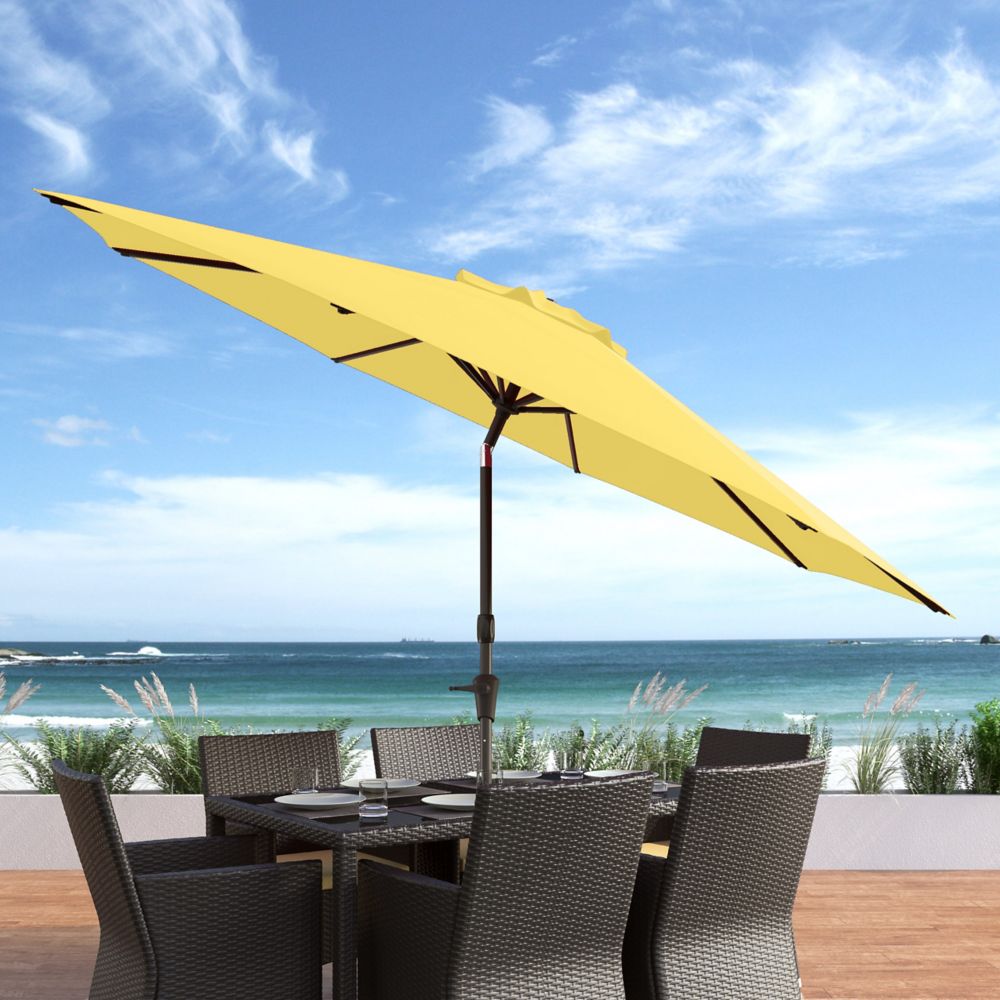 Corliving 10 ft. UV and Wind Resistant Tilting Yellow Patio Umbrella