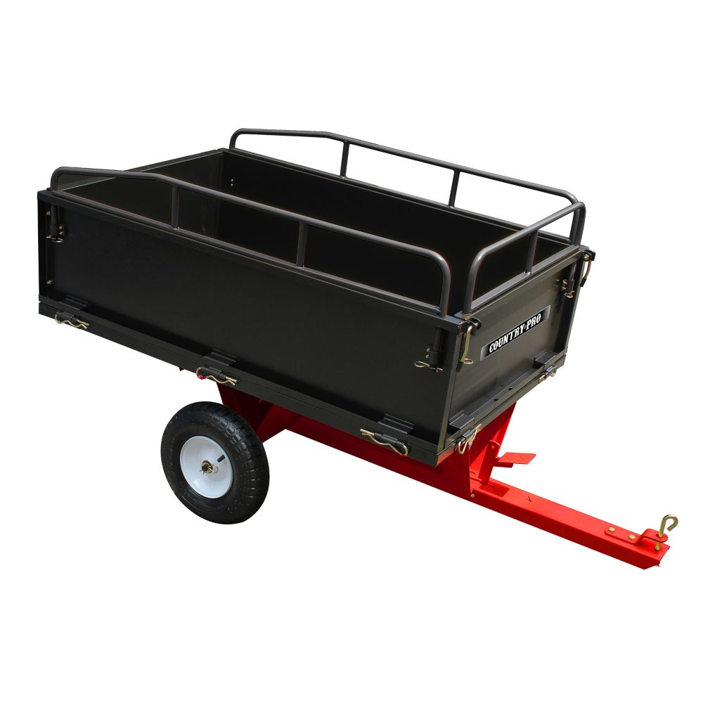 COUNTRY PRO Cart Dump 14 cu. ft. Tow Behind Dump Cart with Rails And 16