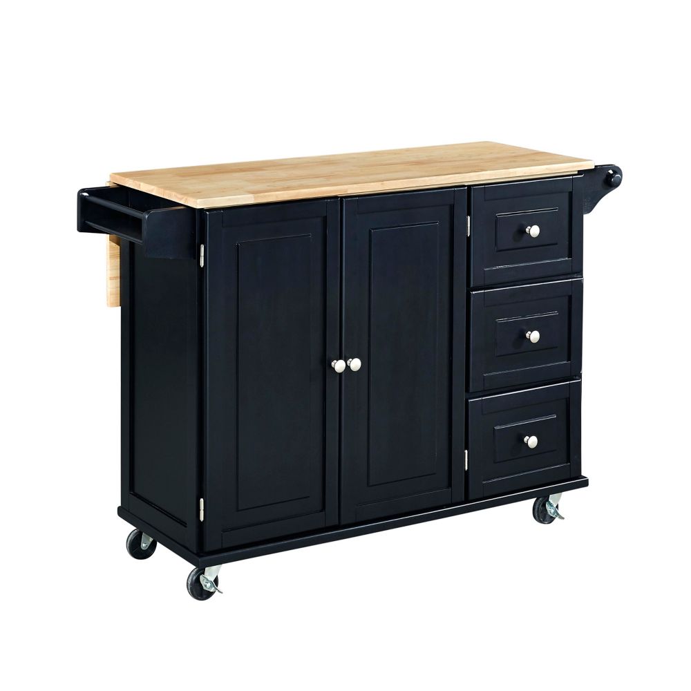 Home Styles Liberty Black Kitchen Cart w/ Wood Top | The Home Depot Canada