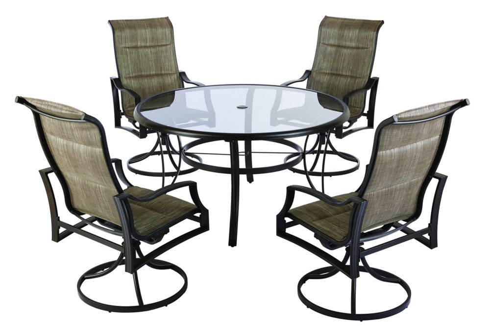 Hampton Bay Statesville 5-Piece Padded Sling Patio Dining Set with 53