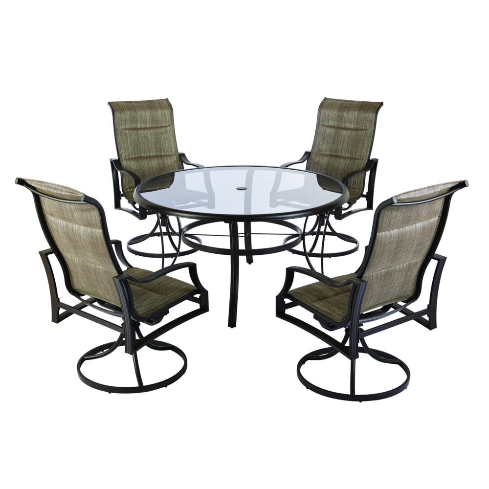 Statesville 5-Piece Padded Sling Outdoor Patio Dining Set with 53-inch