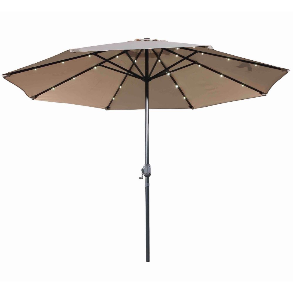 Velago 10 ft. Denia Patio LED Market Umbrella in Beige The Home Depot