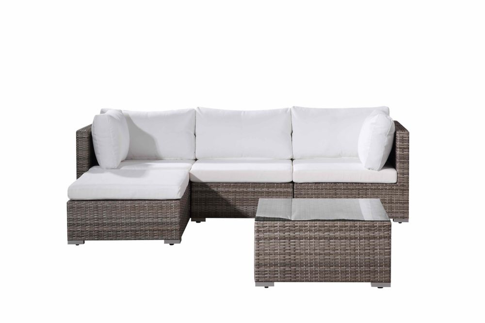 Patio Sets Outdoor Dining Bistro More The Home Depot Velago Fresco Beige 5 Piece All Weather Wicker Sectional Set