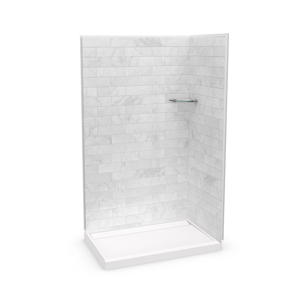 MAAX Utile 48inch x 32inch x 84inch Marble Carrara Corner Shower
