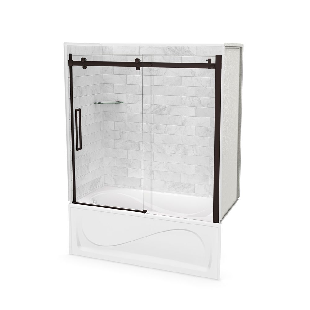 MAAX Utile 60inch x 30inch x 81inch Marble Carrara Tub Shower Kit