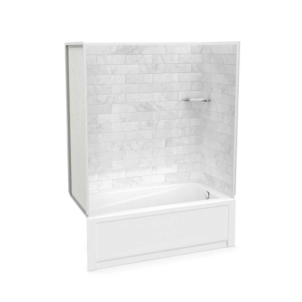 Utile 60-inch x 30-inch x 80 1/2-inch Marble Carrara Tub ...