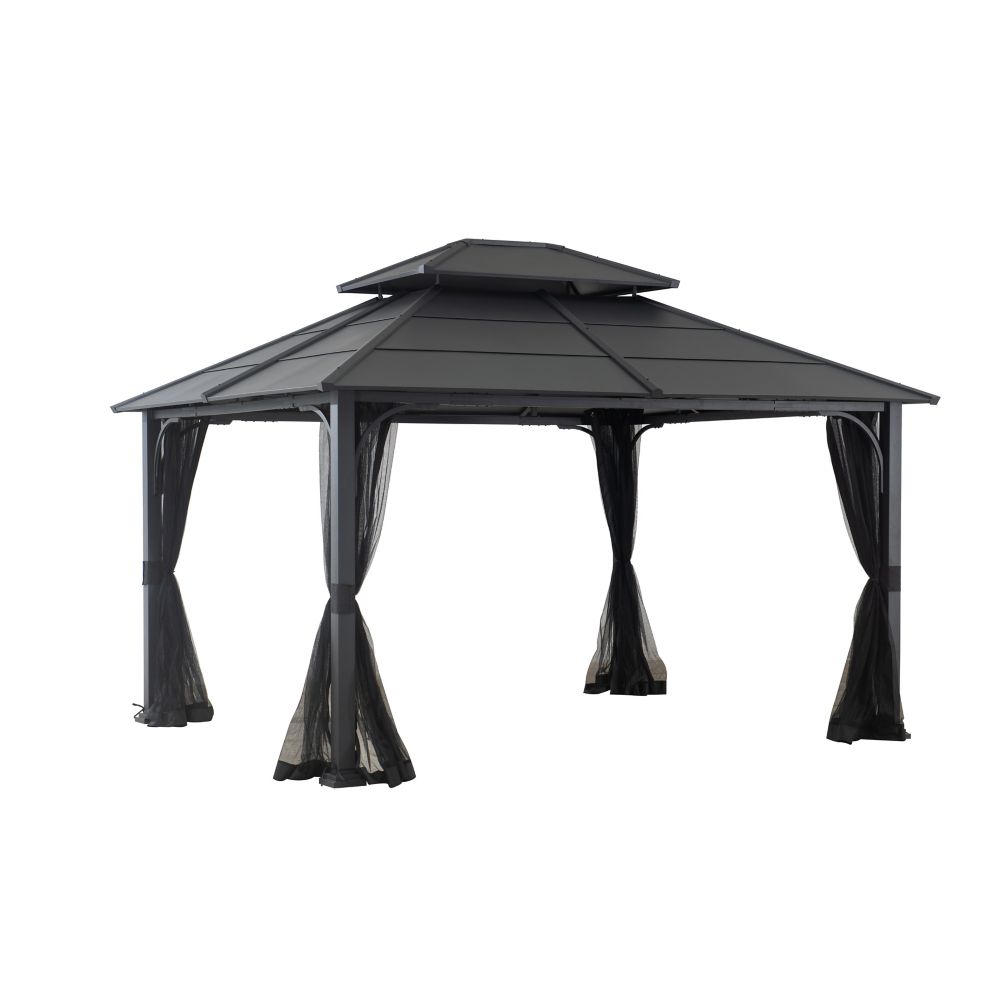 Hampton Bay Farrington Hard Top Gazebo in Graphite The Home Depot Canada